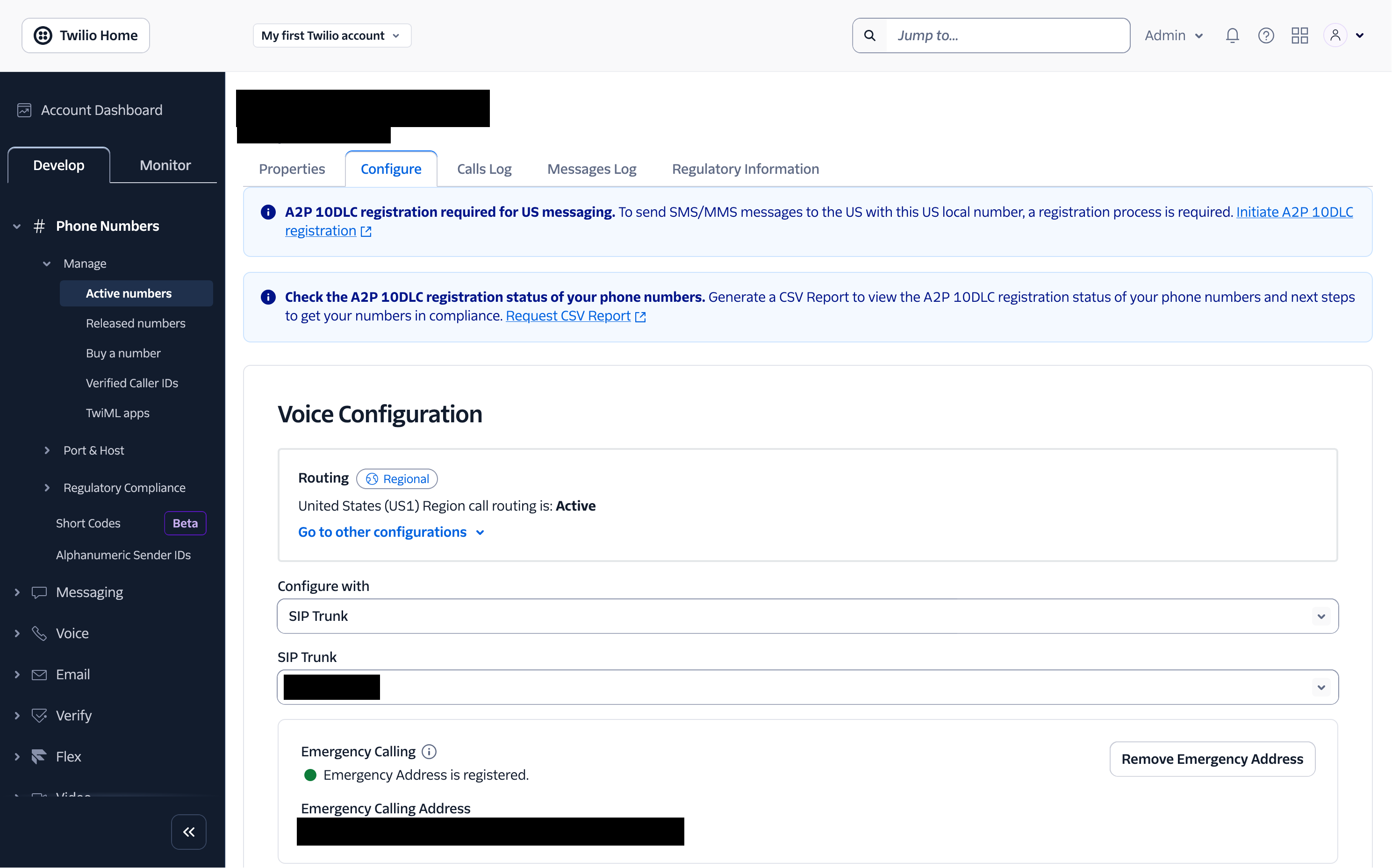 Assigning a phone number to a SIP trunk in Twilio